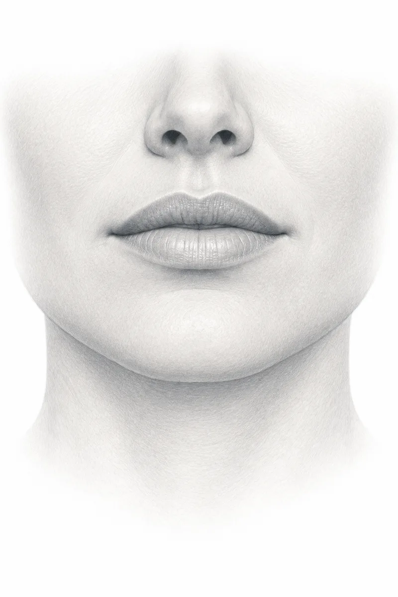 Anatomical illustration showing the location of lips
