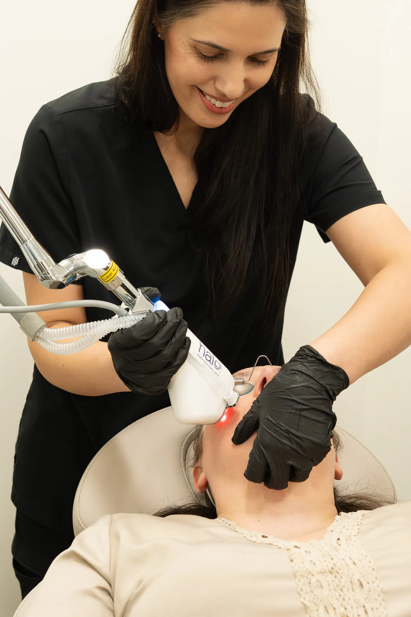 A laser treatment being carried out at Serene Rejuvenation.