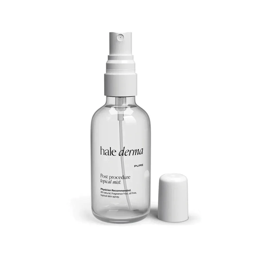 A bottle of Hale Derma pre and post-care hypochlorous spray